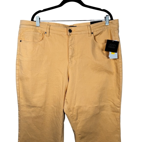 JOHN MARK Happy Days 'Maize' Gold Ankle Raw Hem Straight Leg Pants Sz 20W NWT - Picture 3 of 13